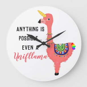 Relógio Grande Unifllama inspirador: Unicórnio-Flamingo-lama