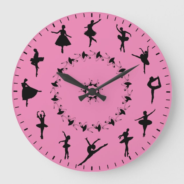 Relógio Grande Unique Ballerina Silhouettes Themed Large Clock (Frente)