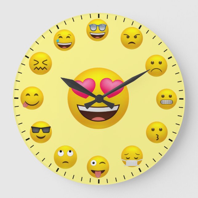 Relógio Grande Unique Emoticon Emoji Themed Large Clock (Frente)