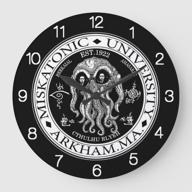 Relógio Grande Universidade Miskatonic CTHULHU HP LOVECRAFT CLOCK (Frente)