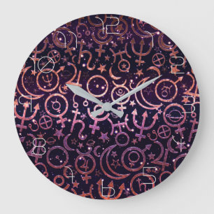 Relógio Grande Universo Planetário Espacial Glittery Roxo