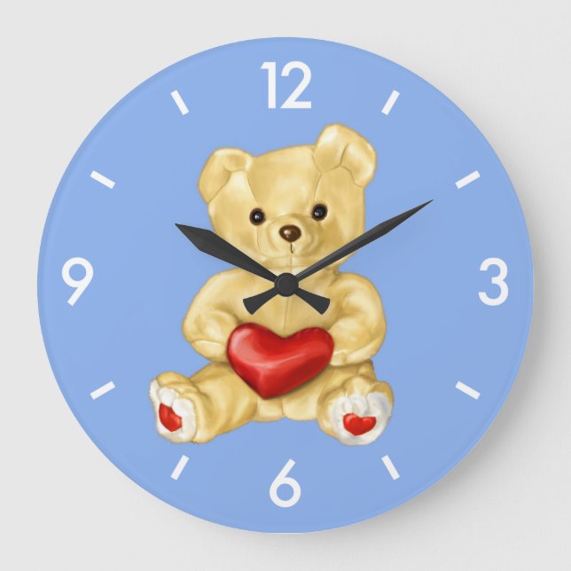 Relógio Grande Urso Cinzento Azul Hipnotizante (Frente)
