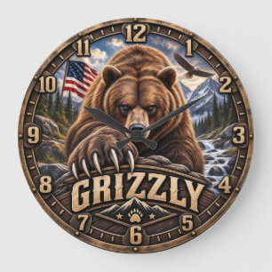 Relógio Grande Urso Cinzento - Selvagem Americano