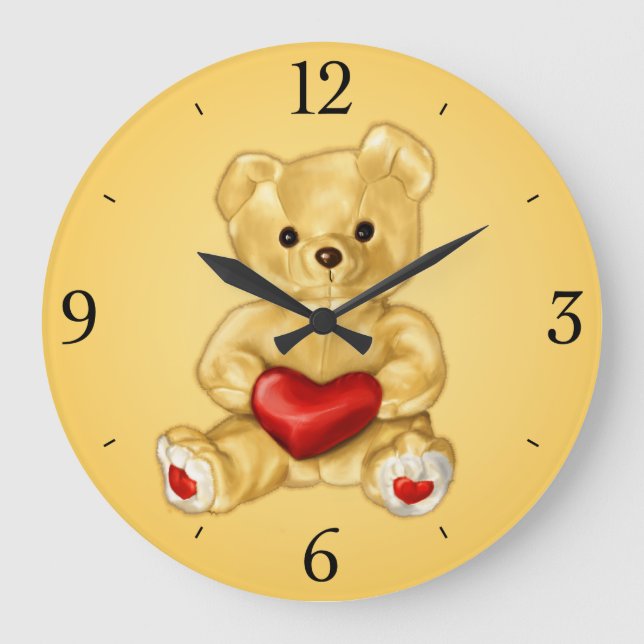 Relógio Grande Urso Corajoso Hipnotista Amarelo Infantil (Frente)