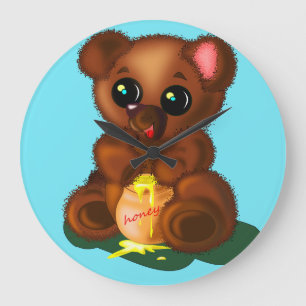Relógio Grande Urso de mel bonito