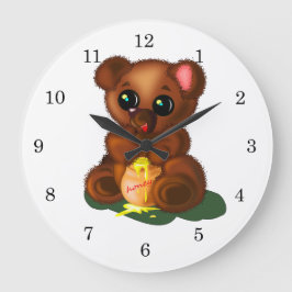 Relógio Grande Urso de Mel Bonito