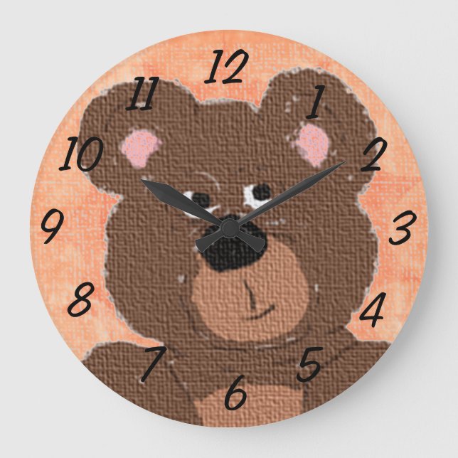 Relógio Grande Urso de Teddy (laranja) (Frente)