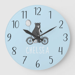 Relógio Grande Urso Escandinavo sobre Bike Minimalist Blue