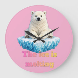 Relógio Grande Urso Polar no Gelo Derretendo Conscientização sobr