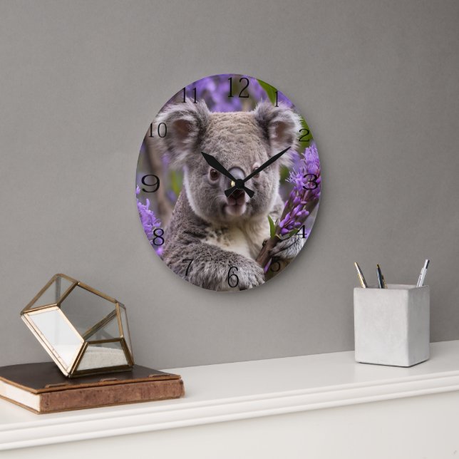 Relógio Grande Urso Purple Jacaranda Koala (Escritório)