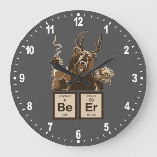 Relógio Grande Urso químico engraçado descoberto cerveja