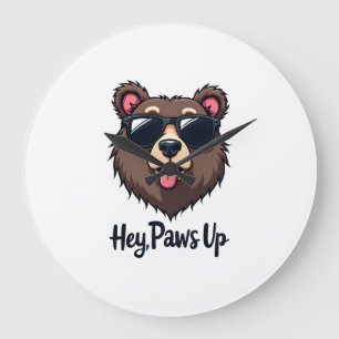 Relógio Grande Urso Vintage Hey Patas para Cima com Óculos de Sol