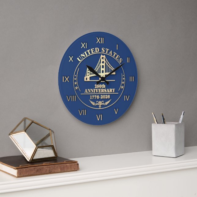 Relógio Grande USA 250th Anniversary Golden Gate Gold Roman Nb (Escritório)