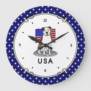 Relógio Grande USA American Flag Pit Bull (lt brindle white 3)