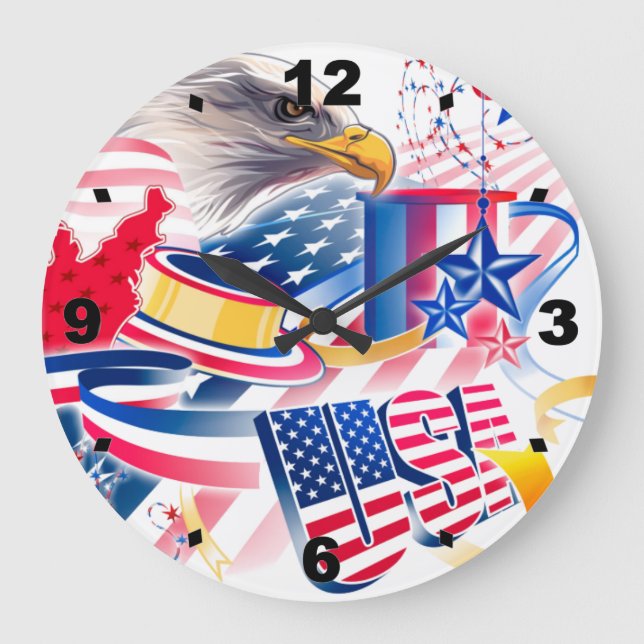 Relógio Grande USA Flag (Frente)
