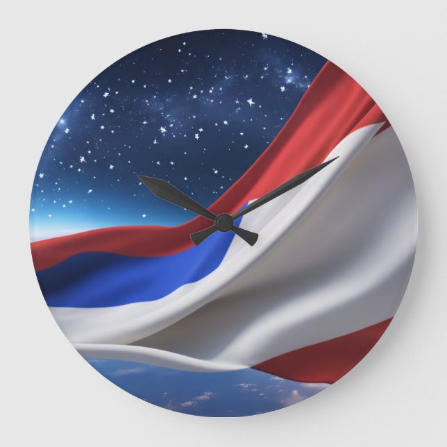 Relógio Grande USA Flag Logo Wall Clock (Frente)