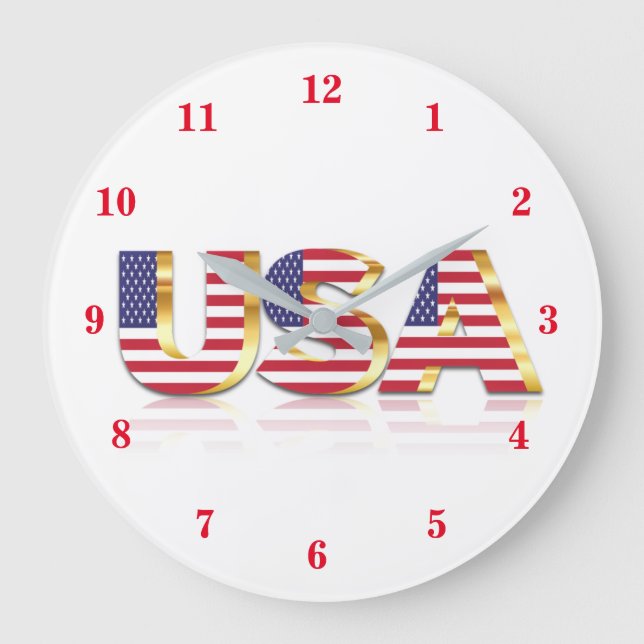 Relógio Grande USA Flag Wall Clock Estados Unidos da América (Frente)