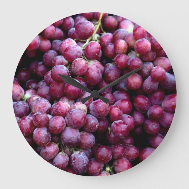 Relógio Grande Uvas De Vinho Vermelho: Fundo Luscioso. (Frente)