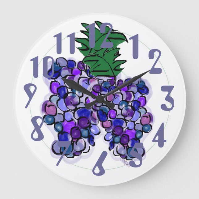 Relógio Grande Uvas Whimsy (Frente)