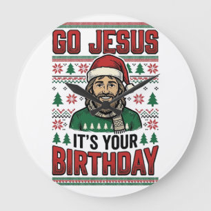 Relógio Grande Vá Jesus Camisa Vintage de Natal de Aniversário