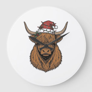 Relógio Grande Vaca das Terras Altas de Natal Gravura Vintage Cha