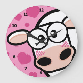 Relógio Grande Vaca de cora com corações do amor