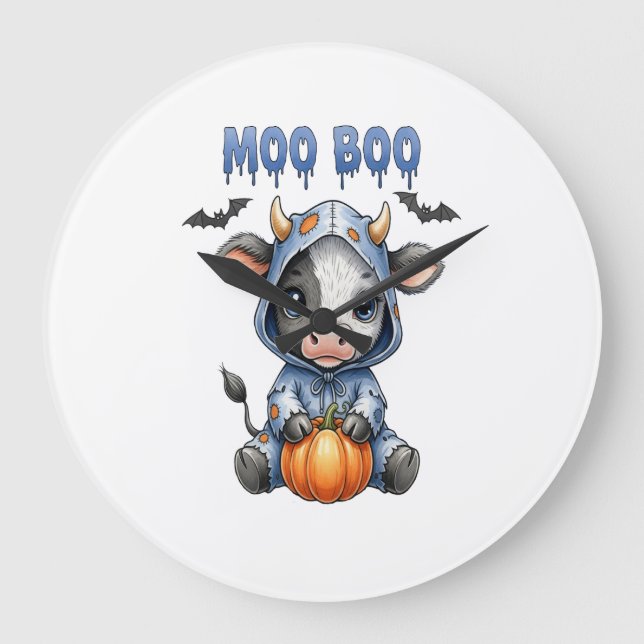 Relógio Grande Vaca de Halloween Moo Boo (Frente)