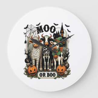 Relógio Grande Vaca de Halloween Moo ou Boo