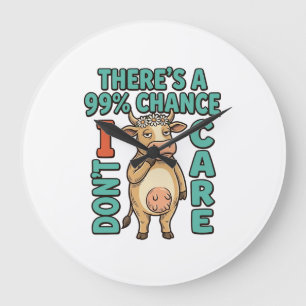 Relógio Grande Vaca Engraçada 99% de Chance de Não Me Importar Gr