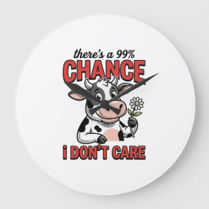 Relógio Grande Vaca Engraçada Chance Eu Não Cuido Vintage