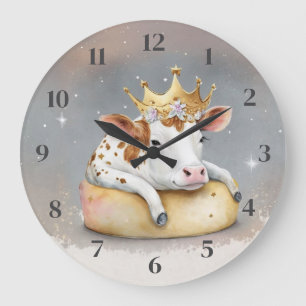 Relógio Grande Vaca Real Sonhando no Trono de Queijo