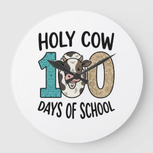 Relógio Grande Vaca Sagrada 100 Dias de Escola Camisa de Vaca Vin
