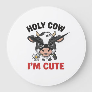 Relógio Grande Vaca Sagrada Eu Sou Fofa Vaca Engraçada Desenho Vi