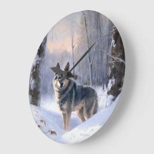 Relógio Grande Vallhund Sueco Deixe Nevar Natal