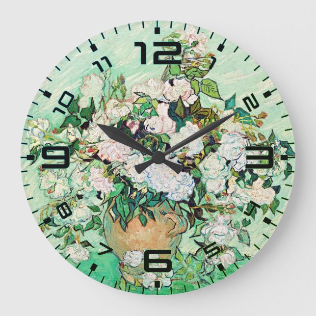 Relógio Grande Van Gogh Roses Wall Clock – Mint Elegance (Frente)