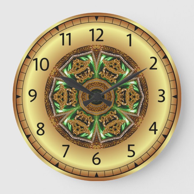 Relógio Grande Vanguarda, Verde e Dourado, Design KNF 1 ~  (Frente)