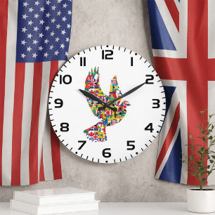 Relógio Grande Vara da Paz Mundial Feita de Bandeiras Internacion
