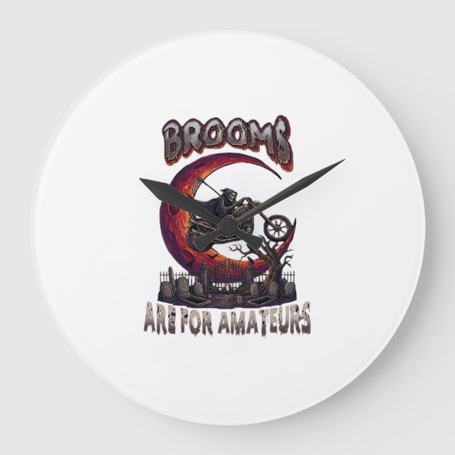 Relógio Grande Varredores Amadores Moto Grim Reaper Halloween R (Frente)