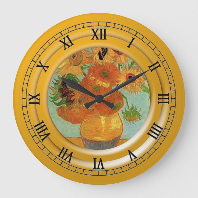 Relógio Grande Vaso com doze girassóis, Vincent van Gogh (Frente)