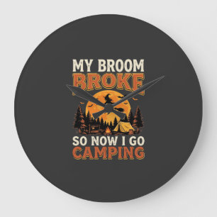 Relógio Grande Vassoura de Acampamento de Halloween Design de Ter