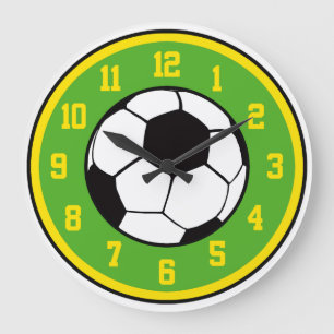 Relógio Grande Verde e amarelo do futebol