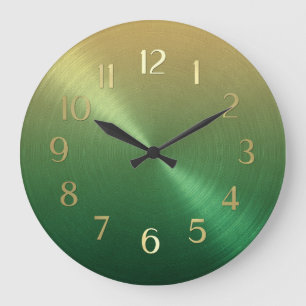 Relógio Grande Verde Elegante a Gradiente de Ombre Dourado