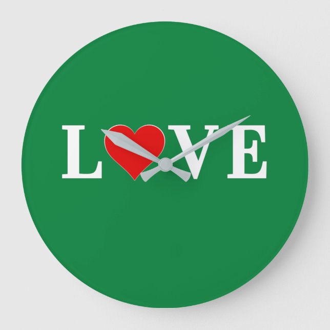 Relógio Grande VERDE LIMÃO de AMOR moderno (Frente)