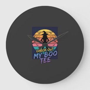 Relógio Grande Verifique Meu Design de Camiseta Boo de Halloween_
