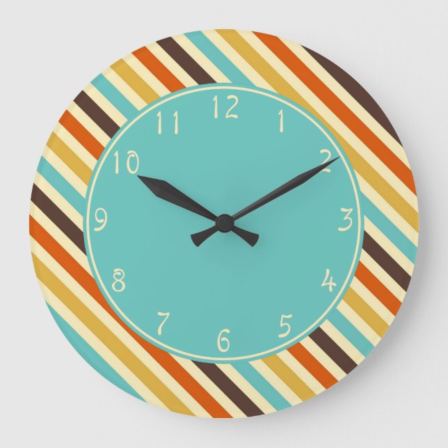 Relógio Grande Vermelho amarelo azul das listras diagonais do (Frente)