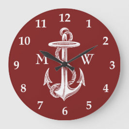Relógio Grande Vermelho de vinho branco da corda da âncora do