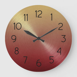 Relógio Grande Vermelho Elegante a Gradiente de Ombre Dourado