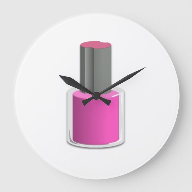 Relógio Grande Verniz para as unhas cor-de-rosa (Frente)