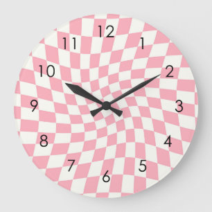 Relógio Grande Versões Cor-de-rosa Retro Verificadas Dorme Marcad
