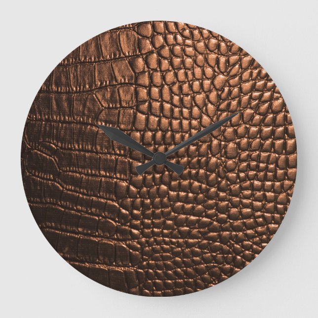 Relógio Grande Vestido: textura de couro crocodilo. (Frente)